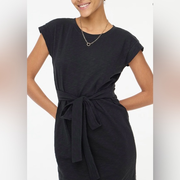 NWT JCrew Black Mini Tie Dress- Large - Picture 2 of 12